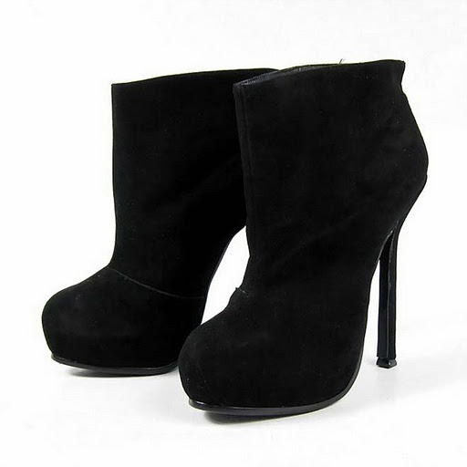 YSL stylish suede high heel boot black