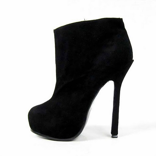 YSL stylish suede high heel boot black