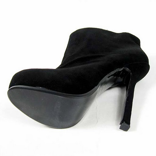 YSL stylish suede high heel boot black