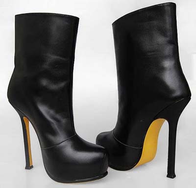 YSL fashion sheepskin ankle boot black