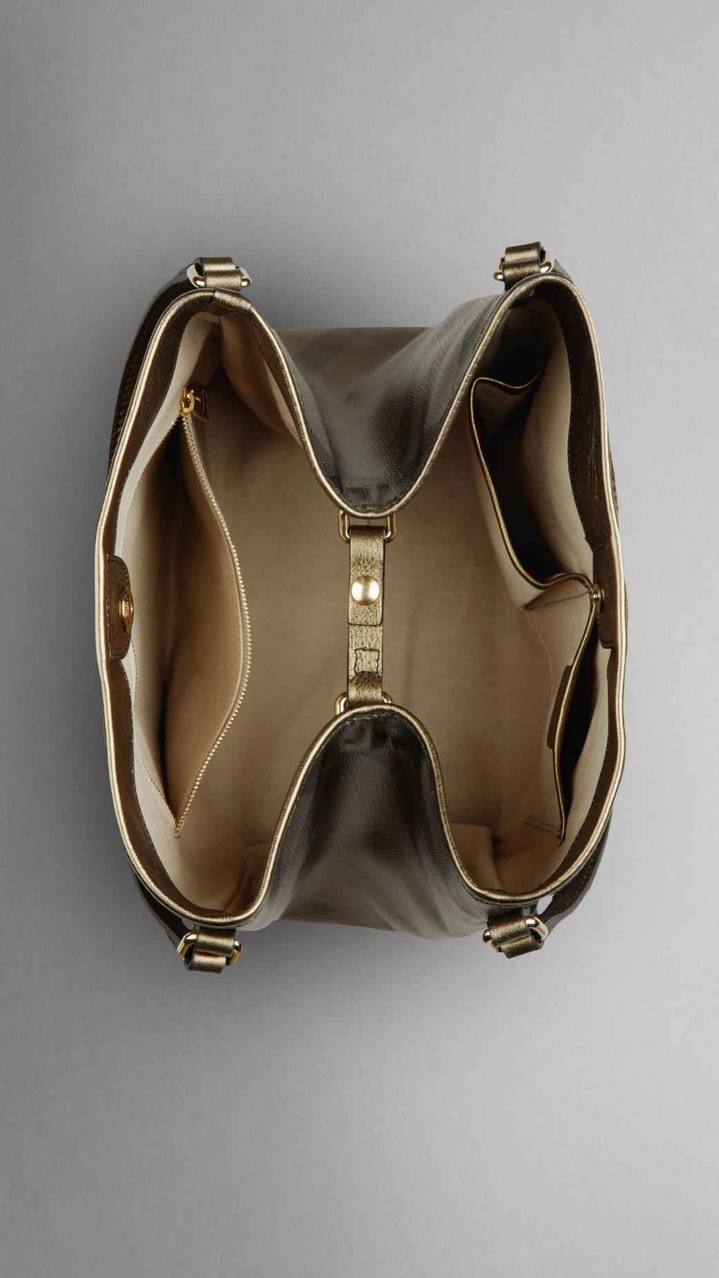 Burberry Media Metallic Tote Check 37869271