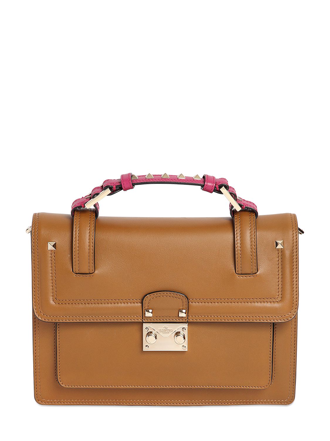 Valentino borsa piccola "cabana" in pelle bicolr tan/magenta donna borse,valentino borse tracolla,red valentino espadrillas,rivenditori roma