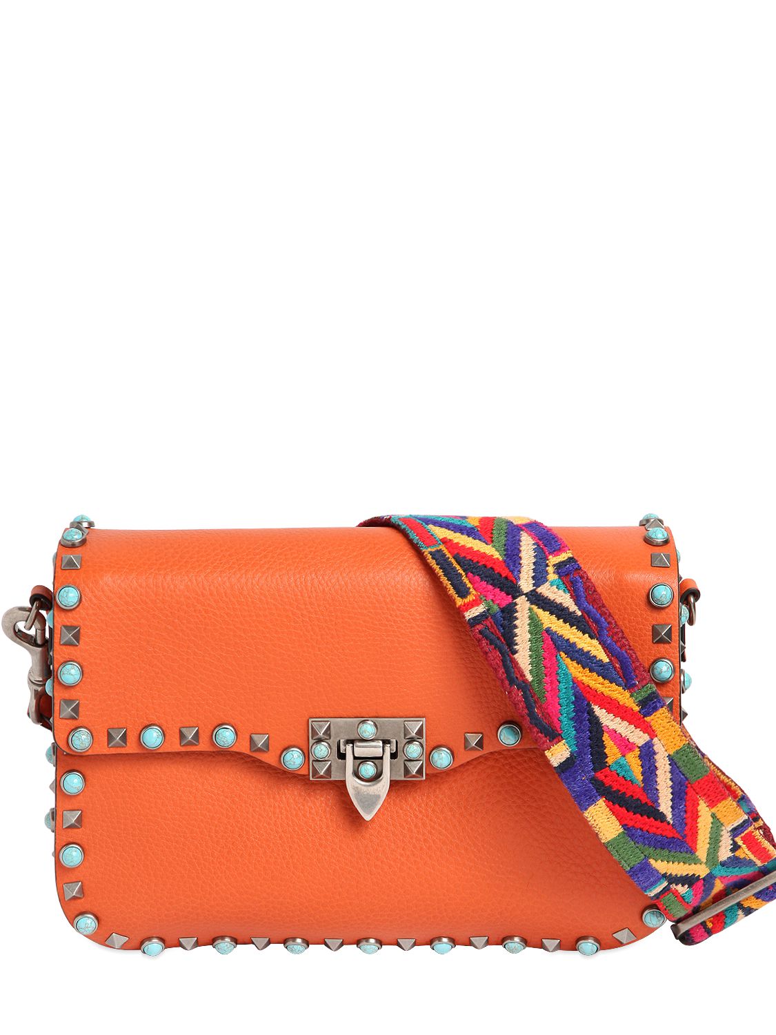 Valentino borsa "rockstud rolling" con tracolla ricamata arancione donna borse,valentino scarpe saldi,valentino abbigliamento massa,originali online