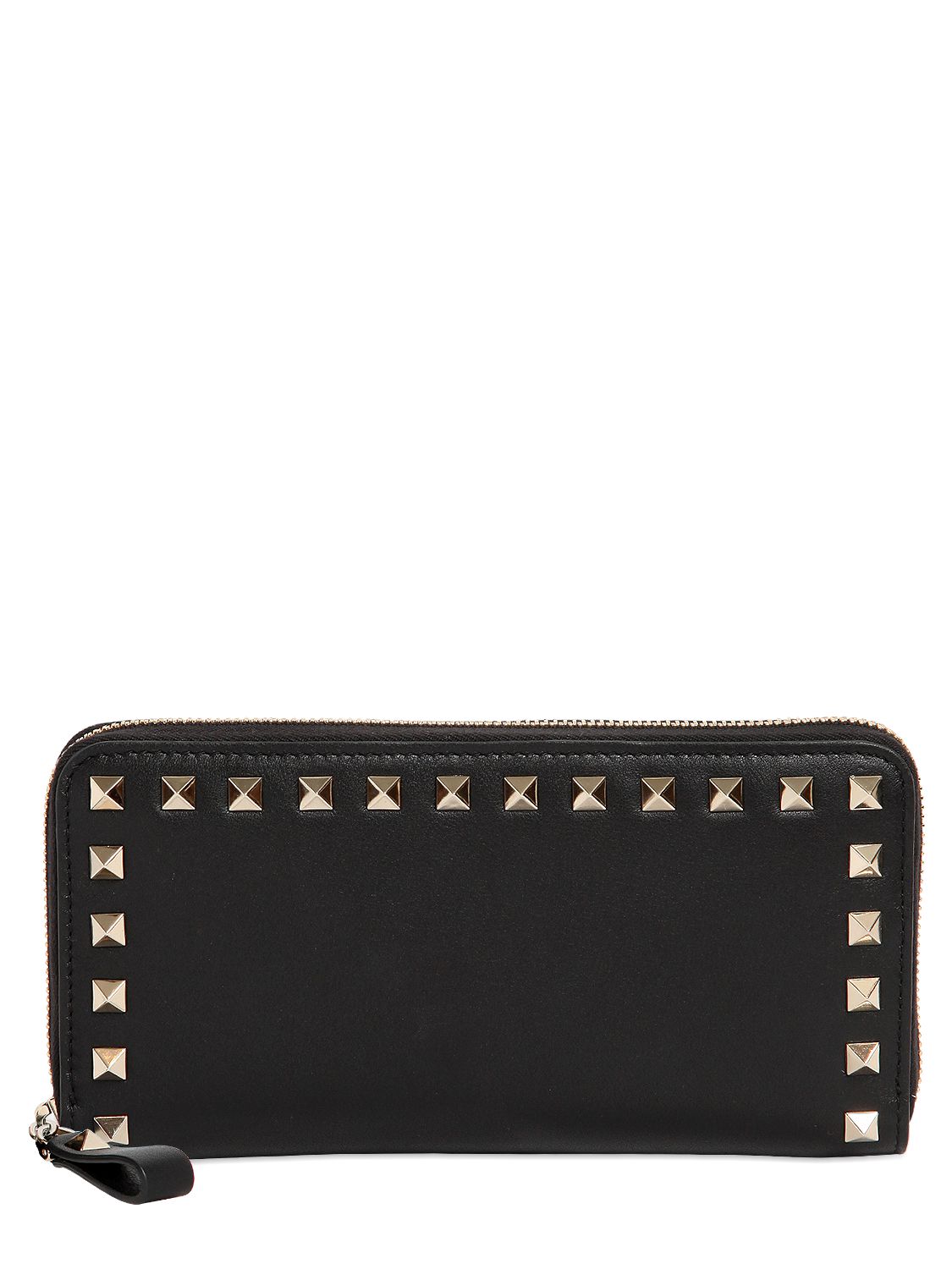 Valentino portafoglio "rockstud" in pelle con zip nero donna accessori,valentino abbigliamento,valentino espadrilles,moda