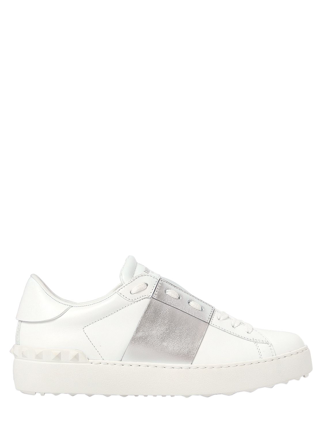 Valentino sneakers "open" in pelle con banda metallizzata bianco/argento donna scarpe,valentino slingback rockstud,valentino slingback pump,Italia online