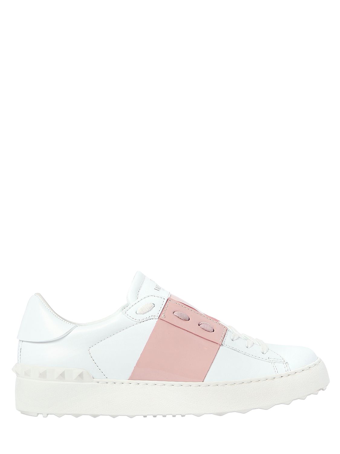 Valentino sneakers "open" in pelle con banda in vernice bianco/rosa donna scarpe,sandali valentino garavani,espadrillas valentino,sito Italia