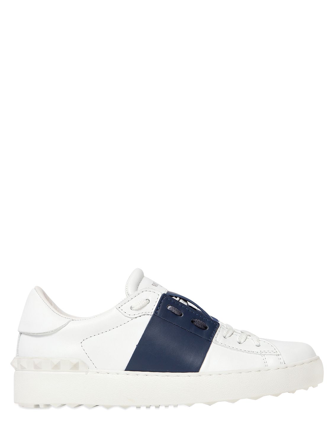 Valentino sneakers "open" in pelle con banda in pelle bianco/navy donna scarpe,valentino slingback pump,valentino espadrillas shop online,rivenditori Milano