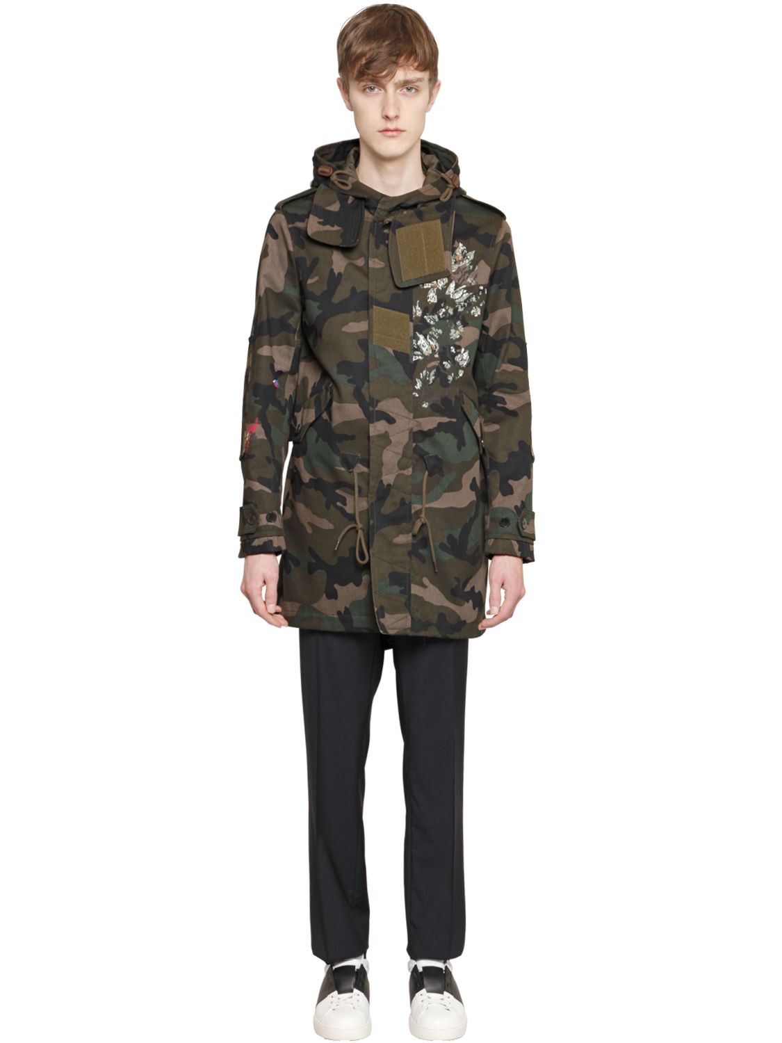 Valentino parka in drill di cotone camouflage camouflage uomo abbigliamento,sandali valentino outlet,valentino borse piccole,Italia