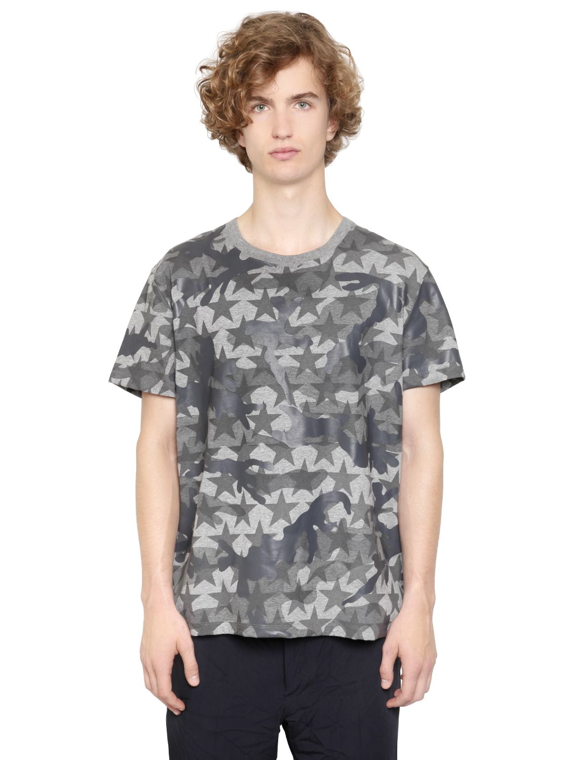 Valentino t-shirt in jersey di cotone stampa "camustars" grigio uomo abbigliamento,valentino borse saldi,valentino borse rosse,outlet Italia