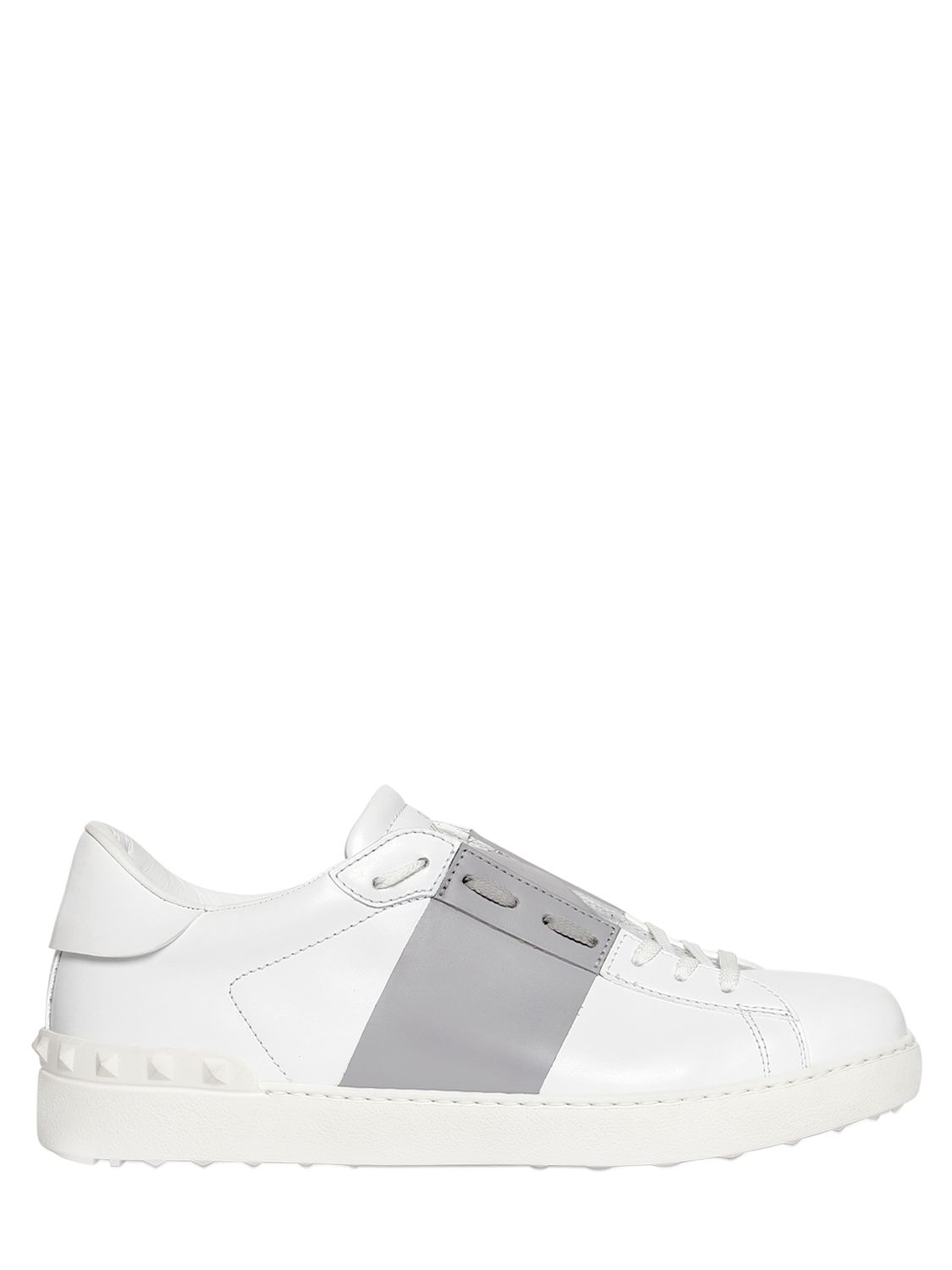 Valentino sneakers "open" in pelle bianco/grigio uomo scarpe,valentino scarpe outlet,valentino scarpe borchie,in voga