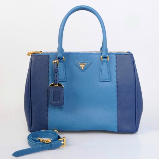 2013 Prada Saffiano Lux Tote BN2274 Bicolor pelle blu