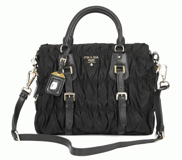 Prada Gaufre Nylon Tessuto Borsa BN1336 in Nero