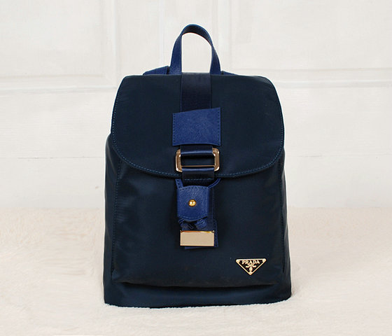 Prada zaino in nylon 1562 Royal Blue con finiture in pelle