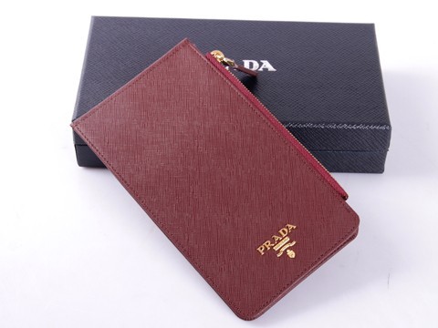 Prada Porta biglietti da visita BR3107 in Borgogna Saffiano Leat