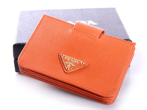 Prada Saffiano supporto di carta 1m1211 in cuoio arancione