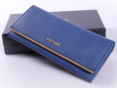 Portafoglio in pelle di Prada Saffiano 1m1132 Blu