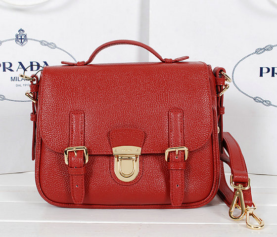 2013 Miglior Prada Daino Flap -Lock Messenger Bag in pelle borde