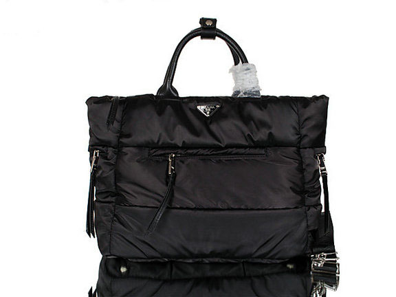 2013 Ultima Prada Bomber Tessuto Tote bn2616 in Black