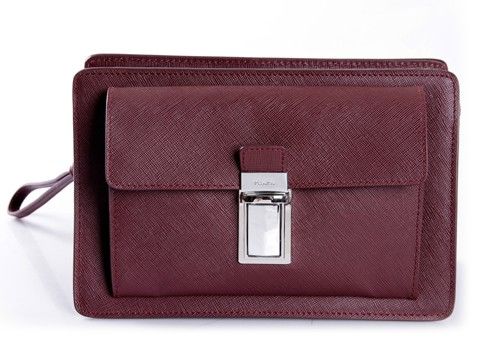 2013 Uomo Prada Saffiano Porta documenti VR0091 in pelle bordeau