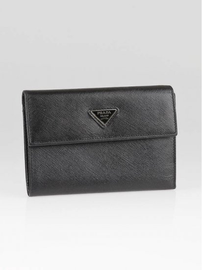 Saffiano Prada Portafoglio Compact in Nero