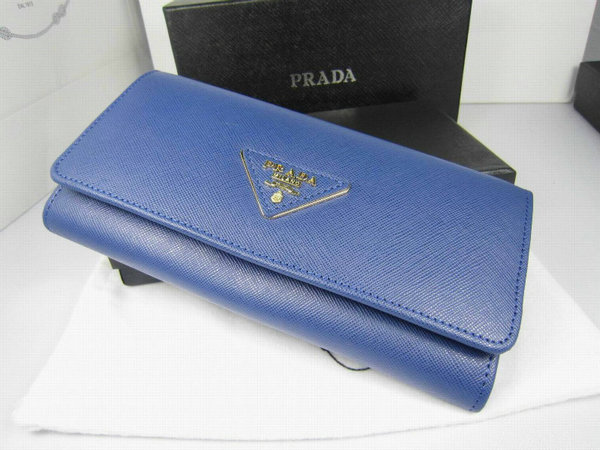 2013 Portafoglio Prada Saffiano 0512 in Fiordaliso Blu