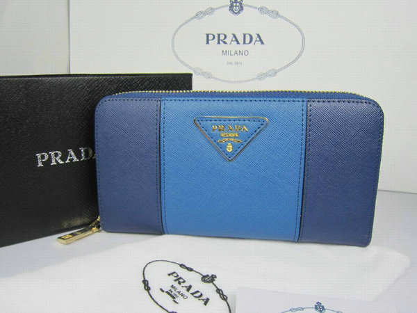 Prada Portafoglio 2013 Saffiano Colore Zip Royal blu/Blu Cuoio 1