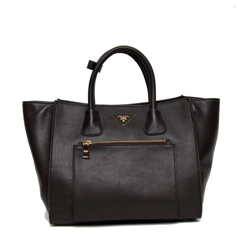 2014 Prada Vitello Daino Tote di cuoio BN2626 in Dark Coffee