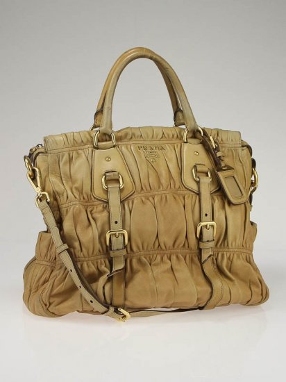 Prada Camel balze Custodia in pelle Gauffre Tote Borse BN1336