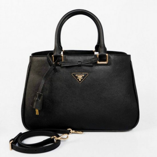 2013 Borse Prada Saffiano Bow Tote Nero Pelle