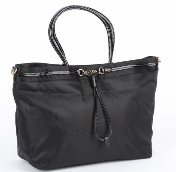 Prada BR4184 Nylon Logo Tote in nero