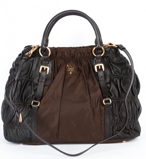 Prada Tessuto/Pelle Gaufre Shoulder Tote BN1793 in Dark Rosolare