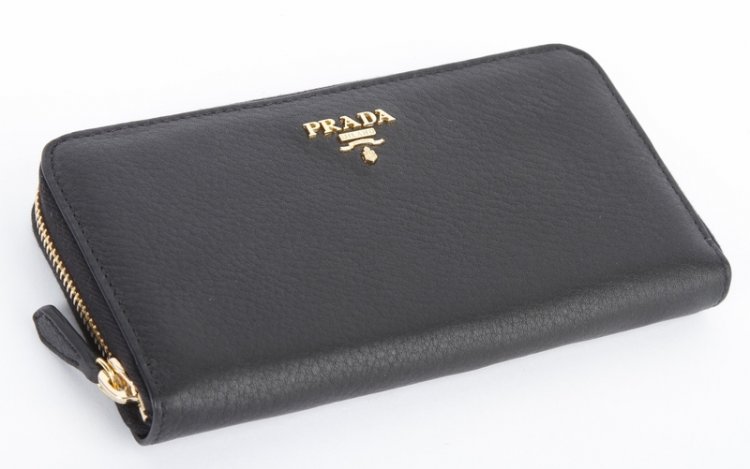 Prada pelle di cervo Portafoglio 1M0506 in Nero