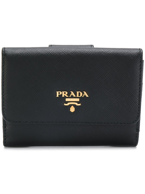 Prada Portafoglio con battente Donna Nero