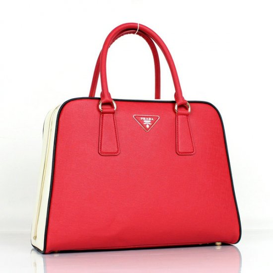 2012 Prada Saffiano Donna Borse Tote in pelle rossa