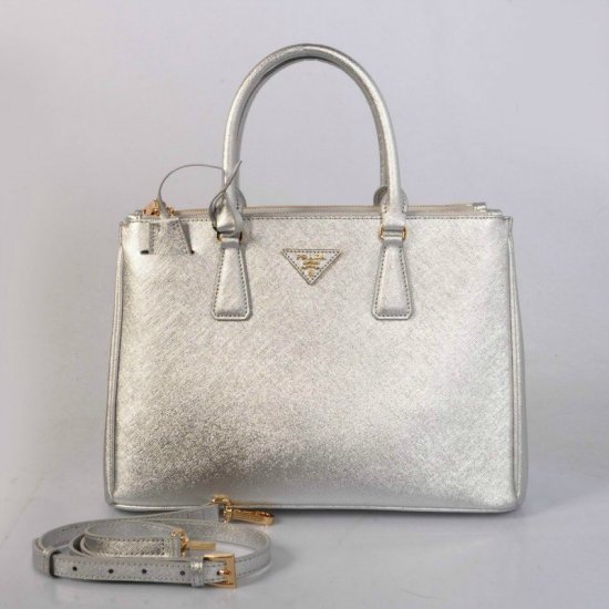 2013 Prada Saffiano Leather Tote BN2274 in Argento