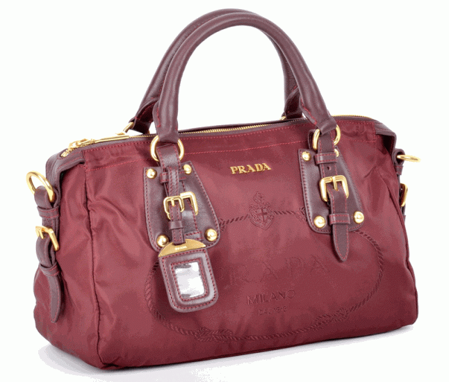 Prada Nylon Logo borsa BN2002 in Borgogna