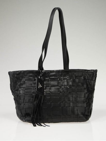 Prada Nappa nera in pelle intrecciata Borsa BR3911