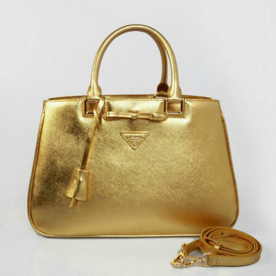 Borse Prada 2013 Saffiano Bow Tote in pelle vitello d'oro