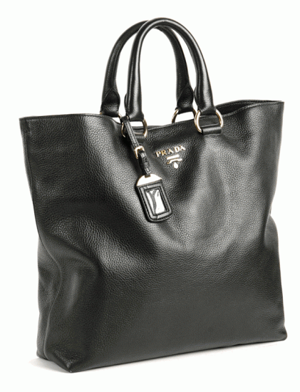 Prada Vitello Daino Tote BN1713 in nero con oro