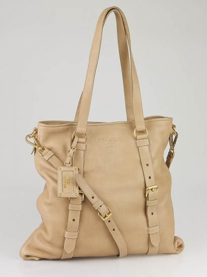 Prada Beige Cervo in pelle bandoliera pieghevole Borsa BR3899