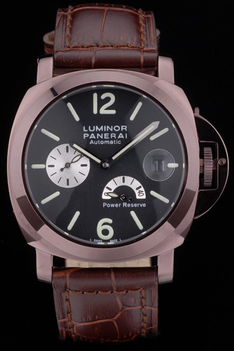 Panerai Luminor Brown Leather Strap Black Dial 80163