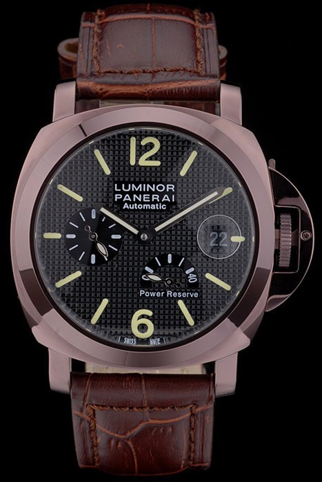 Panerai Luminor Brown Leather Strap Black Dial 80165